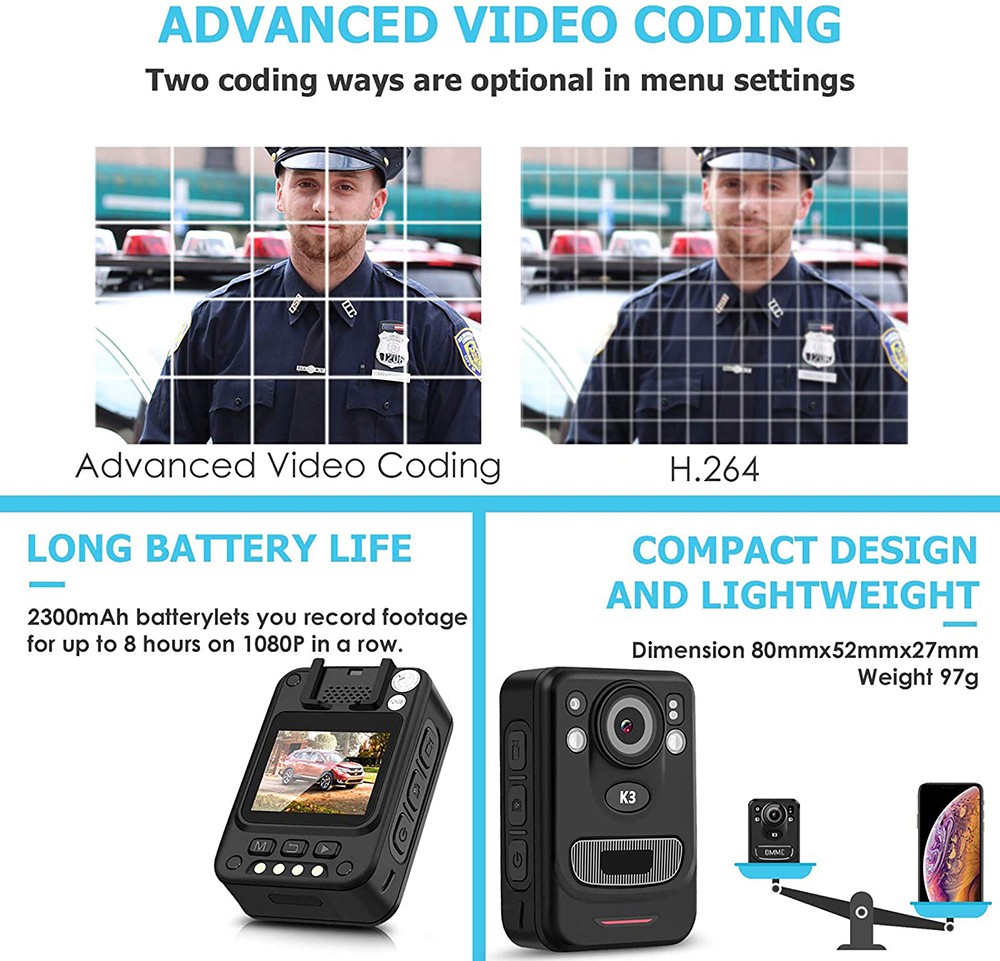 K3 Slim Body Worn Camera
