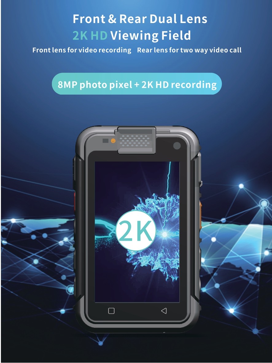 C8 HD True 2K 4G Body Camera With Face Recognition