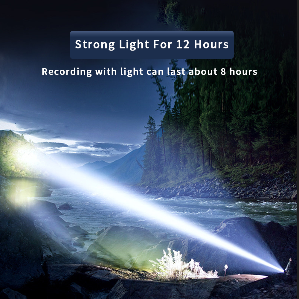 T8 Torch Light Video Recorder With Large Battery Removable 26800mAh Built-in 18650mAh