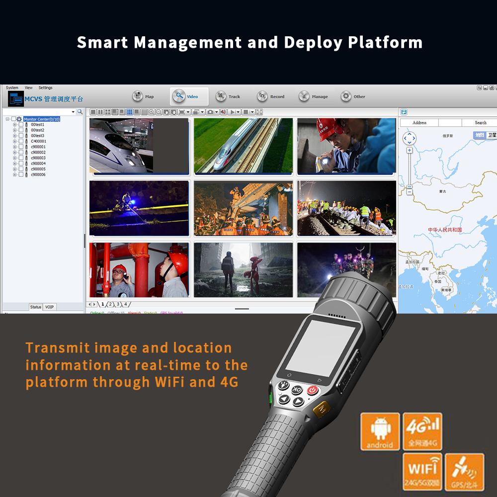 T8 Torch Light Video Recorder With Large Battery Removable 26800mAh Built-in 18650mAh