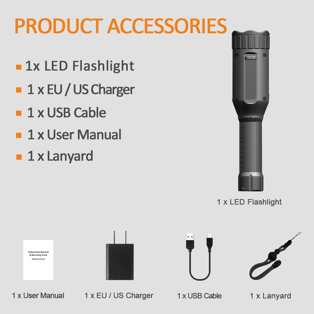 T8 Torch Light Video Recorder With Large Removable Battery