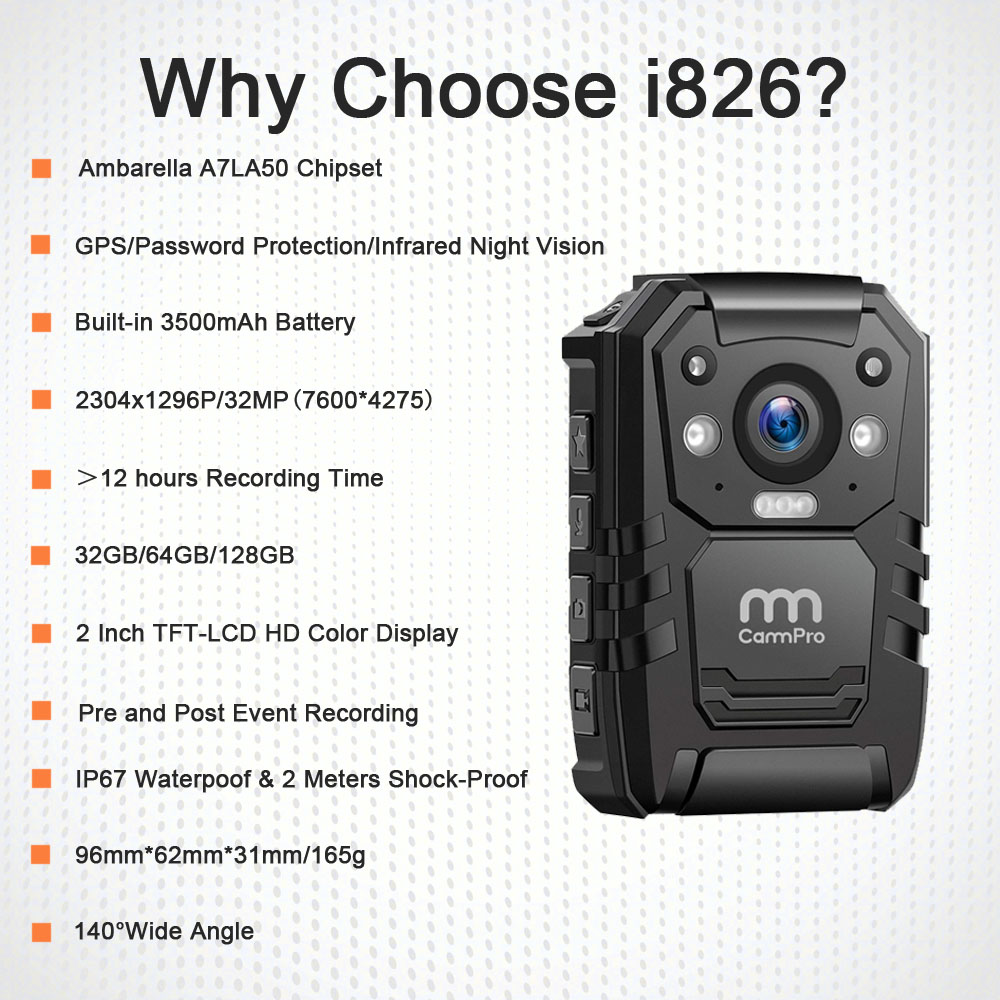 I826 Body Camera GPS